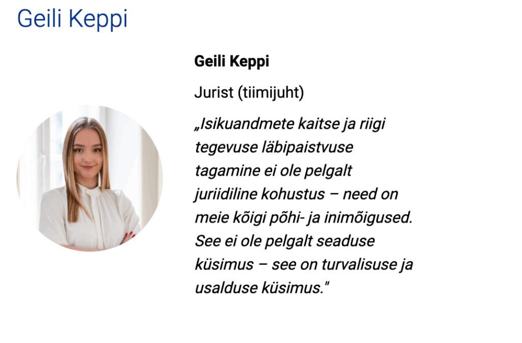 AKI Andmekaitse Inspektsiooni jurist Geili Keppi teenib meedia huvie ja müüb maha Eestlaste eraelu