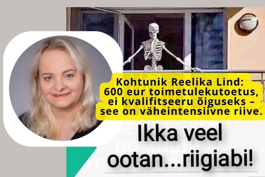 Kohtunik Reelika Lind: 600 eurot toimetulekutoetus ei kvalifitseeru õiguseks – liiga vähe, et Eesti riik märkaks.